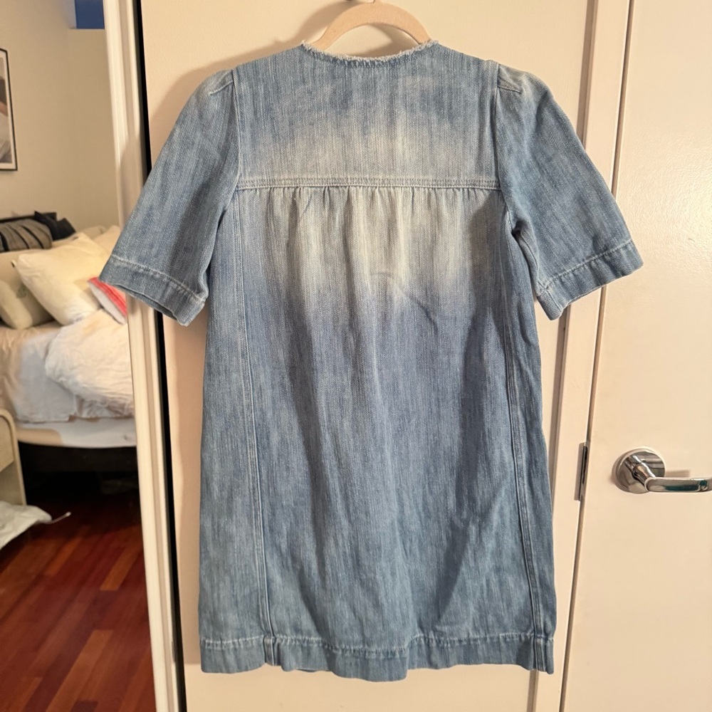Isabel Marant Etoile Oriane Denim Mini Dress Blue Size 34 Short Sleeve Shift - Picture 9 of 9